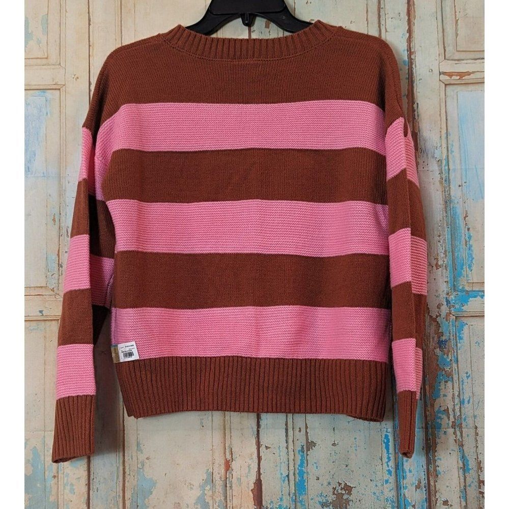 There Abouts Girls Size XL 16 Bright Pink Stripe Sweater Acrylic Long Sleeve - Picture 3 of 9